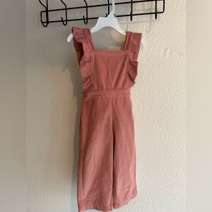 Ruffled Corduroy Jumpsuit in Pink